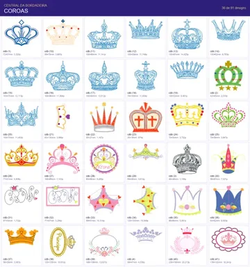 Folha da categoria Coroas: coroas de príncipe e princesa em várias cores